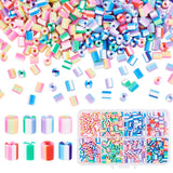 80G 8 Colors Handmade Polymer Clay Beads, Column, Mixed Color, 5x3.5~7mm, Hole: 1.8mm, 10g/color