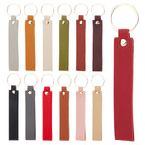 26Pcs 13 Colors Rectangle PU Leather Keychain, with Iron Key Ring, for Car Key Bag Decoration, Mixed Color, 140mm, 2pcs/color