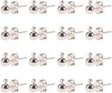 Brass Post Earring Findings, with Loop, Nickel Free, Silver, Pin: 0.8mm, 16x4mm, Hole: 1mm