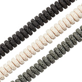3 Strands 3 Colors Natural Lava Rock Beads Strands, Dyed, Flat Round, Mixed Color, 8~8.5x3~4mm, Hole: 2mm, about 62 pcs/Strand, 7.87 inch(20 cm), 1strand/color