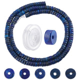 DIY Stretch Bracelets Making Kits, Including 1 Strand Disc Natural Dyed Lapis Lazuli Beads Strands and 1 Roll Strong Stretchy Beading Elastic Thread, 4x2~2.5mm, Hole: 0.5mm, about 183~192pcs/strand, 15.7 inch(40.5~41.7cm)