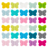 30Pcs 15 Colors Food Grade Eco-Friendly Silicone Beads, Chewing Beads For Teethers, DIY Nursing Necklaces Making, Butterfly, Mixed Color, 20x25x6.5mm, Hole: 2mm, 2pcs/color