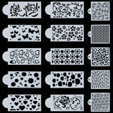 15 Styles PET Hollow Out Drawing Painting Stencils, for DIY Scrapbooking, Floral & Leaf & Heart, Mixed Patterns, White, 174~262x112~149x0.5mm