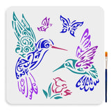 1Pc PET Hollow Out Drawing Painting Stencils, with 1Pc Art Paint Brushes, for DIY Scrapbook, Photo Album, Bird, 300x300mm