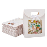 Rectangle Kraft Paper Gift Bags, with Bowknot and Clear Window, White, 16x6.2x15.5cm