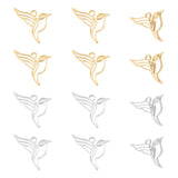 12Pcs 2 Colors 304 Stainless Steel Pendants, Hummingbird, Golden & Stainless Steel Color, 12.5x15x1mm, Hole: 1.4mm, 6pcs/color