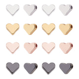 Brass Beads, Lead Free & Cadmium Free & Nickel Free, Heart, Mixed Color, 6x7x3mm, Hole: 1.2mm, 4colors, 10pcs/color, 40pcs/set