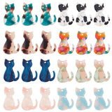 32Pcs 8 Colors Opaque Acrylic Pendants, Cat Charms, 4pcs/style, Mixed Color, 24x17x2.5mm, Hole: 1.2mm