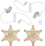 Ring Security Word Badge, Star Alloy Brooch Pin for Backpack Clothes, with Plastic Air Duct Accessories for Intercom Earphone, Antique Bronze, 70x61x7.5mm, 2pcs