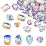 64Pcs 4 Style Pointed Back Glass Rhinestone Cabochons, Back Plated, Faceted, AB Color Plated, Teardrop & Oval & Rectangle Octagon & Heart, Pearl Pink, 12.2~18x11.8~13x5~5.5mm, 16pcs/style