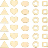 30Pcs 5 Style Eco-Friendly Brass Connector Charms & Chandelier Component Links, Cadmium Free & Lead Free, Donut & Rhombus & Oval & Heart & Triangle, Real 18K Gold Plated, 9.5~14x9.5~15x0.8~1mm, Hole: 1mm, 6pcs/style