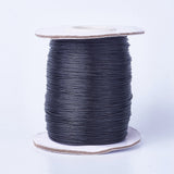 Round Waxed Cotton Cord, Black, 0.5mm, about 200yards/roll(600 feet/roll)