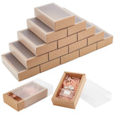 30Pcs Kraft Paper Jewelry Drawer Boxes, with PVC, Rectangle, BurlyWood, Unfold: 37.1~37.2x30x0.05cm, fold: 17x10x4cm, inner size: 15x8x4cm