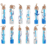 Natural Conch Shell & Howlite Chip & Paper in Glass Bottle Pendant Decorations, with Alloy Pendant and Jute Cord Hanging Decorations, Anchor & Helm/Sea Turtle/Rudder Helm, Mixed Color, 93mm, 12 style, 1pc/style, 12pcs/set