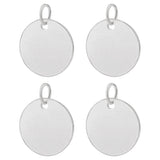 4Pcs 925 Sterling Silver Charms, Blank Flat Round, with Jump Rings, Silver, 10x0.5mm, Hole: 2.7mm