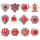 1 Set Alloy Glass Snap Buttons, Jewelry Buttons, Teardrop & Triangle & Flower, Antique Silver, 18.5~25.5x17~24x8~10mm, 12pcs/set