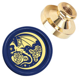 Golden Tone Wax Seal Brass Stamp Head, for Wax Seal Stamp, Dragon, 25x14.5mm