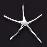 Brass Starfish/Sea Stars Pendants, Silver, 32x32mm, 6pcs