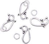 Tibetan Silver Hook and Eye Clasps, Lead Free and Cadmium Free, teardrop, Antique Silver, 20.5x12mm, 7.5mm, Hole:  5mm