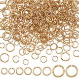 400Pcs 4 Styles Stainless Steel Open Jump Rings, Round Ring, Real 18K Gold Plated, 4~8x0.6~1mm, 18~23 Gauge, Inner Diameter: 2.8~6mm, 100pcs/style