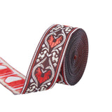 Ethnic style Embroidery Polyester Ribbons, Jacquard Ribbon, Garment Accessories, Floral Pattern, Coconut Brown, 1-1/4 inch(33mm), about 7.66 Yards(7m)/Roll