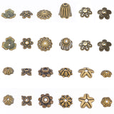 240Pcs 12 Style Tibetan Style Alloy Bead Caps, Flower, Antique Bronze, 6~12x2~10mm, Hole: 1~2mm, 20pcs/style