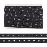 Clasps and Eye Cotton Tape Trim, with Brass Findings, for DIY Clothing Accessories Embellishment Decorations, Black, 20x3.5mm, about 6yards/Card