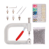 DIY Pearl Rivet Kits, with Manual Pearl Rivet Fixing Machine, Stainless Steel Four Claw Nails & Beading Tweezers, Imitation Pearl Acrylic Beads, Mixed Color, 140x108x30mm