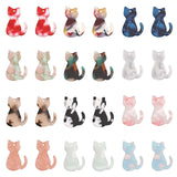 24Pcs 12 Colors Cellulose Acetate(Resin) Pendants, Cat Charms, Mixed Color, 24.5x17x2.5mm, Hole: 1.2mm, 2pcs/color