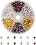 Tibetan Silver Alloy Spacer Beads, Faceted, Oval, Mixed Color, 4x3.5mm, Hole: 1mm, 200pcs/compartment, 1200pcs/box, Plastic Bead Storage Container: 8x2cm