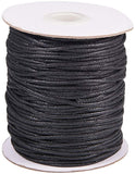 Waxed Cotton Thread Cords, Black, 1.5mm, about 100yards/roll