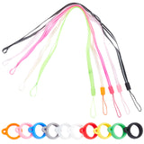 Silicone Pendant, for Electronic stylus & Lighter Making, Ring, Mixed Color, Silicone Pendant: Hole: 13mm, 20pcs/set, Rubber Lanyard Straps: 5 colors, 1strand/color, 5strands