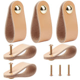 PU Leather Door Handles, for Cabinet Door Straps Replacement Accessories, Gold, 141x24.5x2.5~8.5mm, Hole: 3.5~5mm, 24x7.5mm