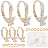 6Pcs Brass Cubic Zirconia Leverback Earring Findings, with Horizontal Loops, Butterfly, Nickel Free, 12Pcs Jump Rings, Real 18K Gold Plated, 18.5x11x7.5mm, Hole: 1mm, Pin: 0.7mm