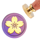 Brass Wax Seal Stamp with Handle, for DIY Scrapbooking, Sakura Pattern, 3.5x1.18 inch(8.9x3cm)