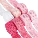 14M 7 Style Pink Series Elastic Crochet Headband Ribbon, for Hair Bow Accessories, Gift Wrapping, Mixed Color, 40~45x1.5~2mm, 2m/style