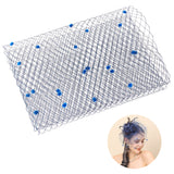 Polyester Mesh Tulle Fabric, with Small Ball Lace, for DIY Bride's Headdress and Veil, Blue, 25x0.03~0.18cm