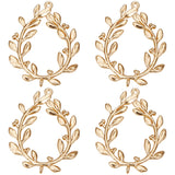 10Pcs Brass Connector Charms, Olive Branch Wreath Links, Real 18K Gold Plated, 28x22x1mm, Hole: 1mm