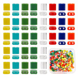 400Pcs 8 Colors 2-Hole Glass Seed Beads, Rectangle, Mixed Color, 5x4.5~5.5x2~2.5mm, Hole: 0.5~0.8mm, 50Pcs/color