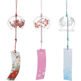 Japanese Wind Chimes, Small Wind Bells Handmade Glass Pendants, for Birthday Gift Home Decors, Mixed Color, 40~42cm, 3pcs/set