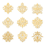 Mandala Style Nickel Decoration Stickers, Metal Resin Filler, Epoxy Resin & UV Resin Craft Filling Material, Golden, Flower, 40x40mm, 9 style, 1pc/style, 9pcs/set