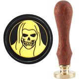 Halloween Brass Wax Seal Stamp with Handle, for DIY Scrapbooking, Skull, 3.5x1.18 inch(8.9x3cm)