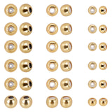 60Pcs 3 Style Brass Beads, with Rubber Inside, Slider Beads, Stopper Beads, Long-Lasting Plated, Round, Real 18K Gold Plated, 4~7x3~5mm, Hole: 1~2mm, 20pcs/style