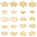 100Pcs 10 Styles Brass Bead Caps for DIY Hair Decoration Accessories, Flower, Golden, 11~22x11~23x2~5mm, Hole: 1~3mm, 10pcs/style