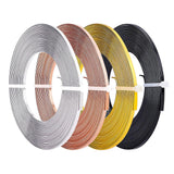 Flat Aluminum Wire, for Bezel, Sculpting, Armature, Jewelry Making, Mixed Color, 3mm, about 16.4 Feet(5m)/roll, 4 rolls