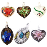 Handmade Lampwork Pendants, Mixed Shapes, Mixed Color, 53~54x28~29x12~15mm, Hole: 8mm