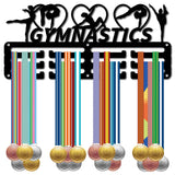 Sports Theme Iron Medal Hanger Holder Display Wall Rack, 3-Line, with Screws, Gymnastics, Heart, 130x290mm