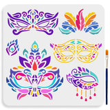 1Pc PET Hollow Out Drawing Painting Stencils, with 1Pc Art Paint Brushes, for DIY Scrapbook, Photo Album, Mask, 300x300mm