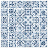 Waterproof PVC Tile Stickers, for Kitchen Bathroom Waterprrof Wall Tiles, Square with Flower Pattern, Blue, 100x100mm, 12 style, 3pcs/style, 36pcs/set