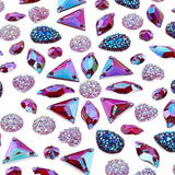 160Pcs 8 Style Sew on Rhinestone, Resin Rhinestone, 2-Hole Links, Flat Back & Back Plated, Garments Accessories, Mixed Shape, Amethyst AB, 8~20x7~13mm, 20pcs/style